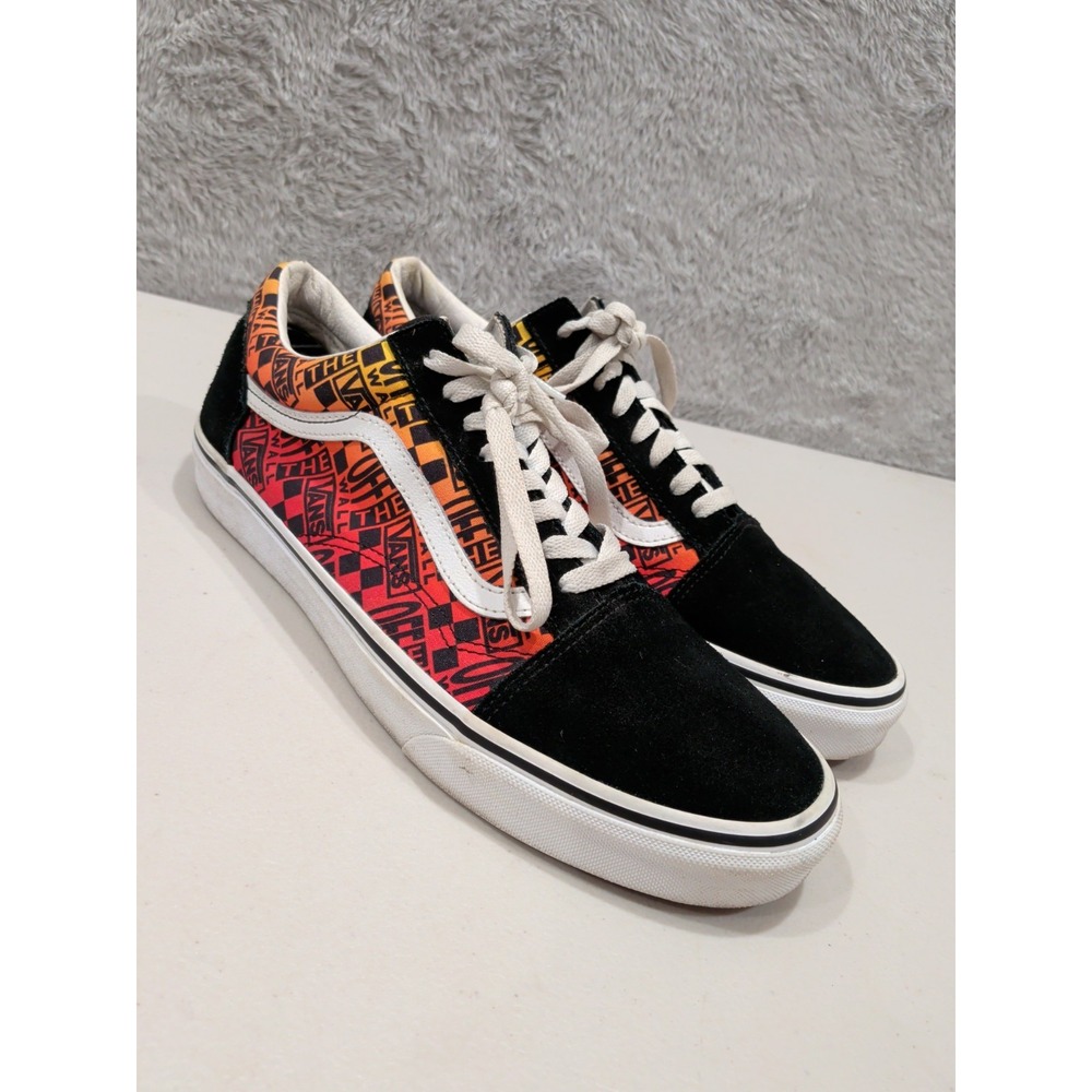 Vans Old Skool Off The Wall Men's Logos Orange Checkerboard Skate Shoes Sz 11.5